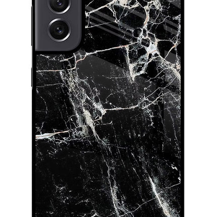 Black Marble Texture Samsung S21 FE 5G Glass Case Back Cover by Casekaro