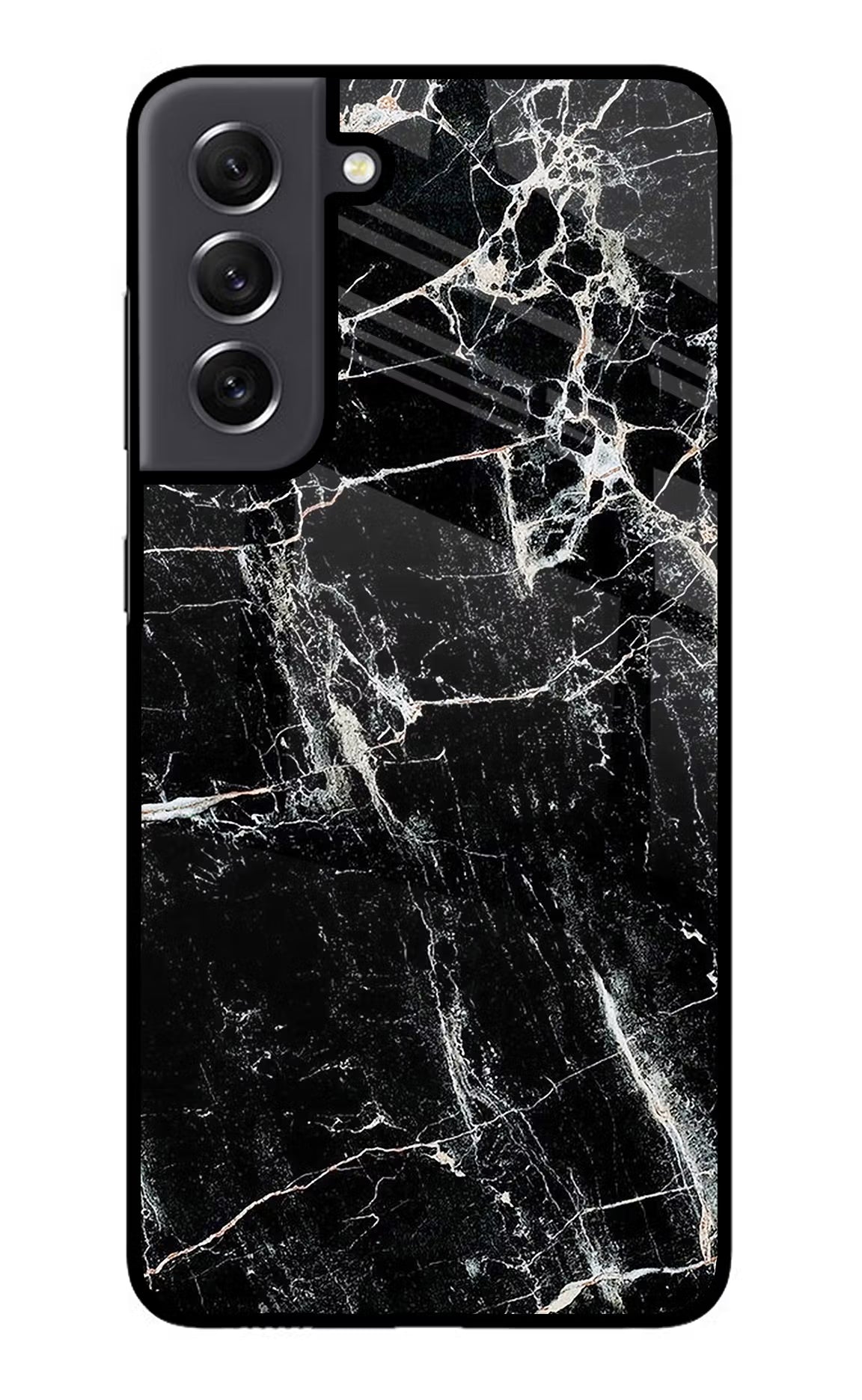 Black Marble Texture Samsung S21 FE 5G Glass Case Back Cover by Casekaro