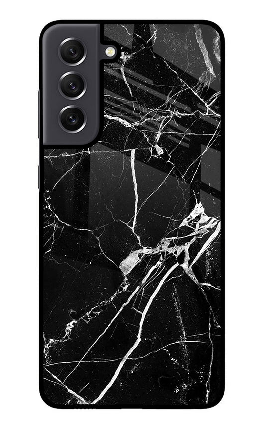 Black Marble Pattern Samsung S21 FE 5G Glass Case