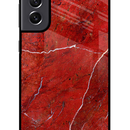 Red Marble Design Samsung S21 FE 5G Glass Case Back Cover by Casekaro