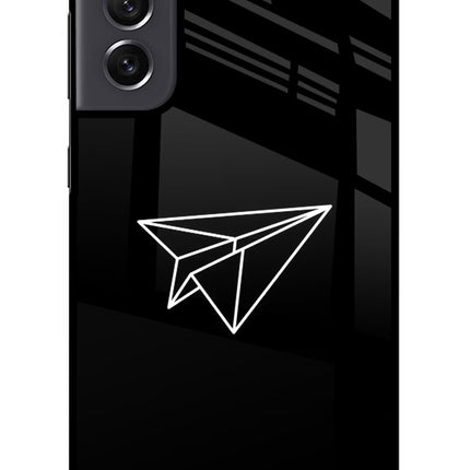 Paper Plane White Samsung S21 FE 5G Glass Case Back Cover by Casekaro