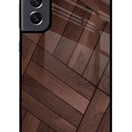 Wooden Texture Design Samsung S21 FE 5G Glass Case Back Cover by Casekaro