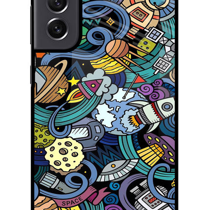 Space Abstract Samsung S21 FE 5G Glass Case Back Cover by Casekaro