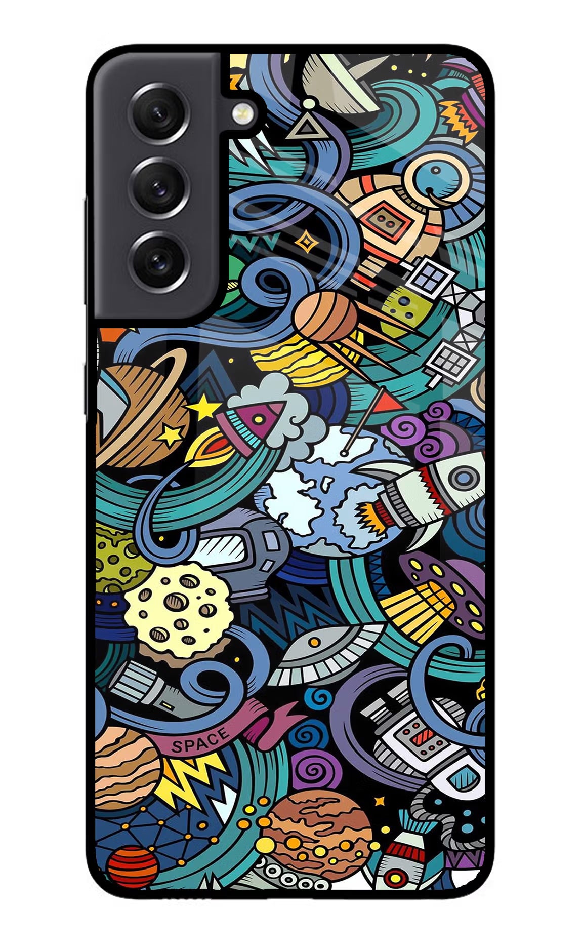 Space Abstract Samsung S21 FE 5G Glass Case Back Cover by Casekaro