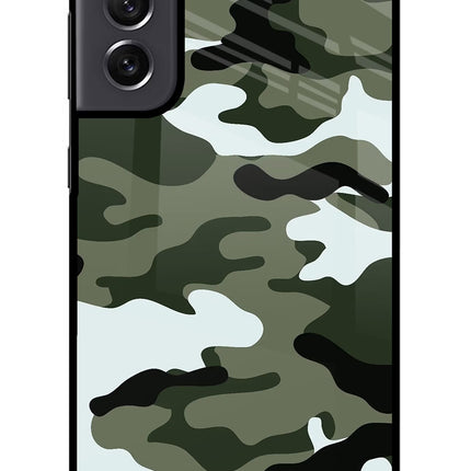 Camouflage Samsung S21 FE 5G Glass Case Back Cover by Casekaro