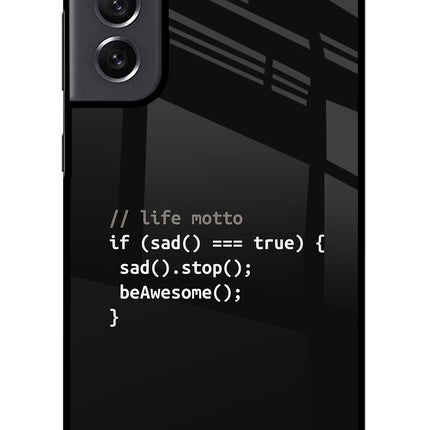 Life Motto Code Samsung S21 FE 5G Glass Case Back Cover by Casekaro