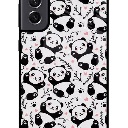 Cute Panda Samsung S21 FE 5G Glass Case Back Cover by Casekaro