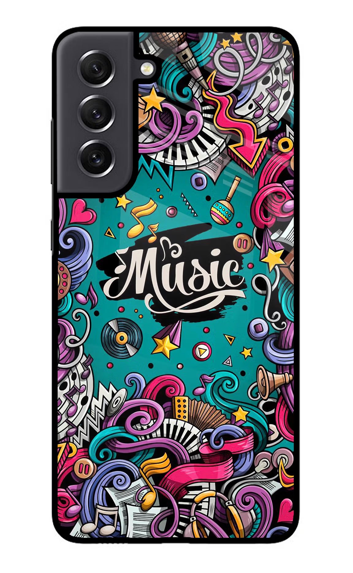 Music Graffiti Samsung S21 FE 5G Glass Case Back Cover by Casekaro