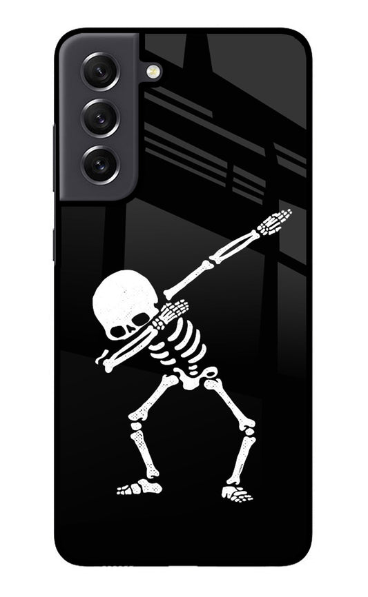 Dabbing Skeleton Art Samsung S21 FE 5G Glass Case