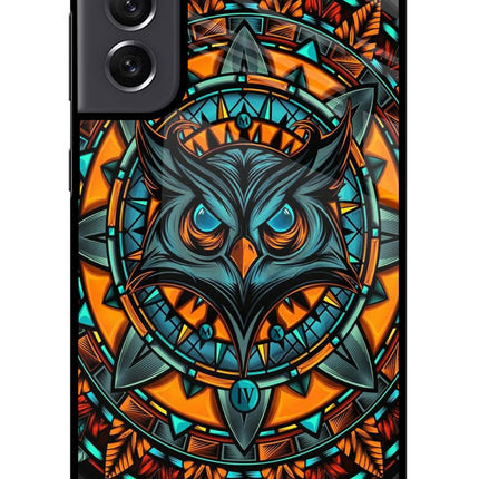 Angry Owl Art Samsung S21 FE 5G Glass Case Back Cover by Casekaro