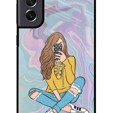 Selfie Girl Samsung S21 FE 5G Glass Case Back Cover by Casekaro
