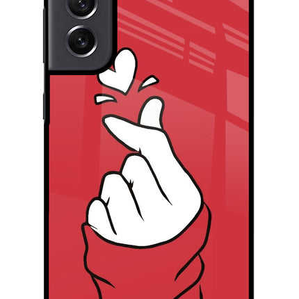 Korean Love Sign Samsung S21 FE 5G Glass Case Back Cover by Casekaro