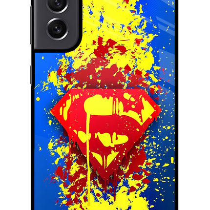 Superman logo Samsung S21 FE 5G Glass Case Back Cover by Casekaro