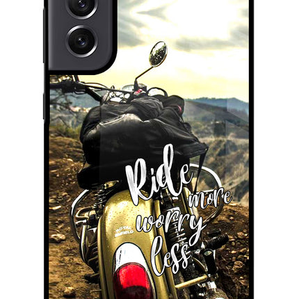 Ride More Worry Less Samsung S21 FE 5G Glass Case Back Cover by Casekaro