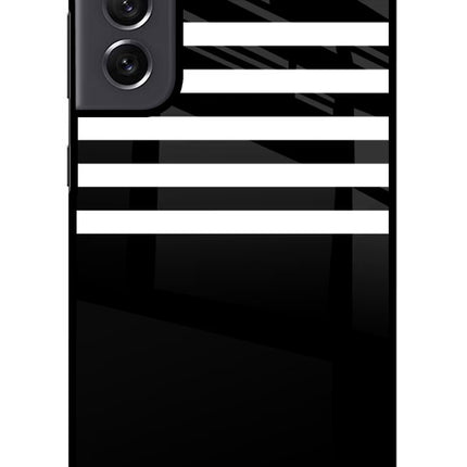 Black and White Print Samsung S21 FE 5G Glass Case Back Cover by Casekaro