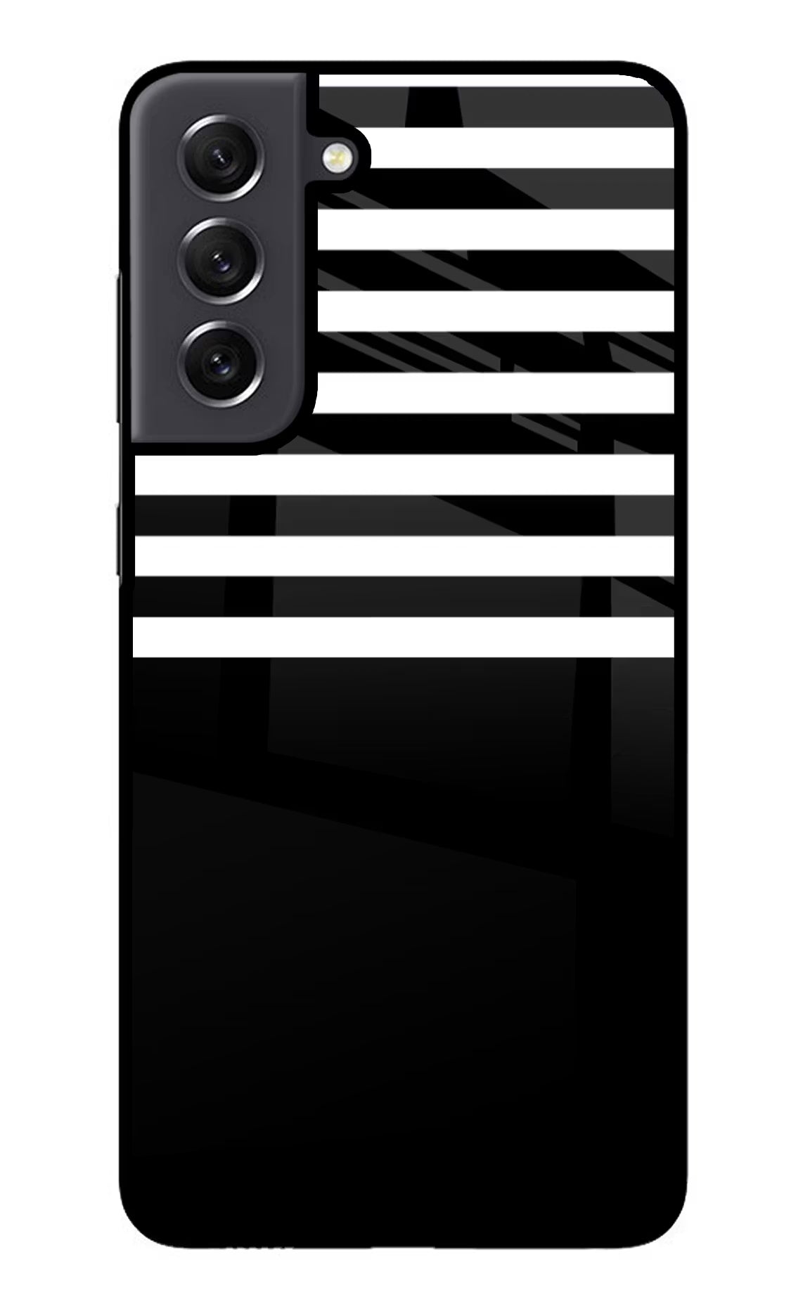 Black and White Print Samsung S21 FE 5G Glass Case Back Cover by Casekaro