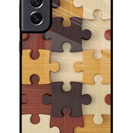 Wooden Puzzle Samsung S21 FE 5G Glass Case Back Cover by Casekaro