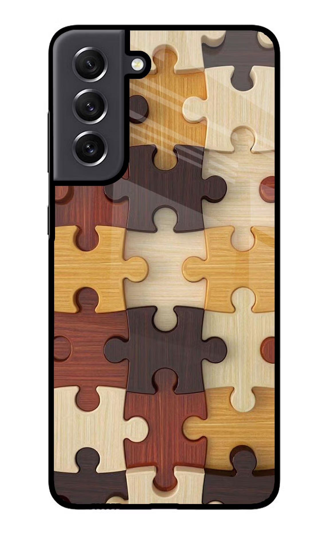 Wooden Puzzle Samsung S21 FE 5G Glass Case Back Cover by Casekaro