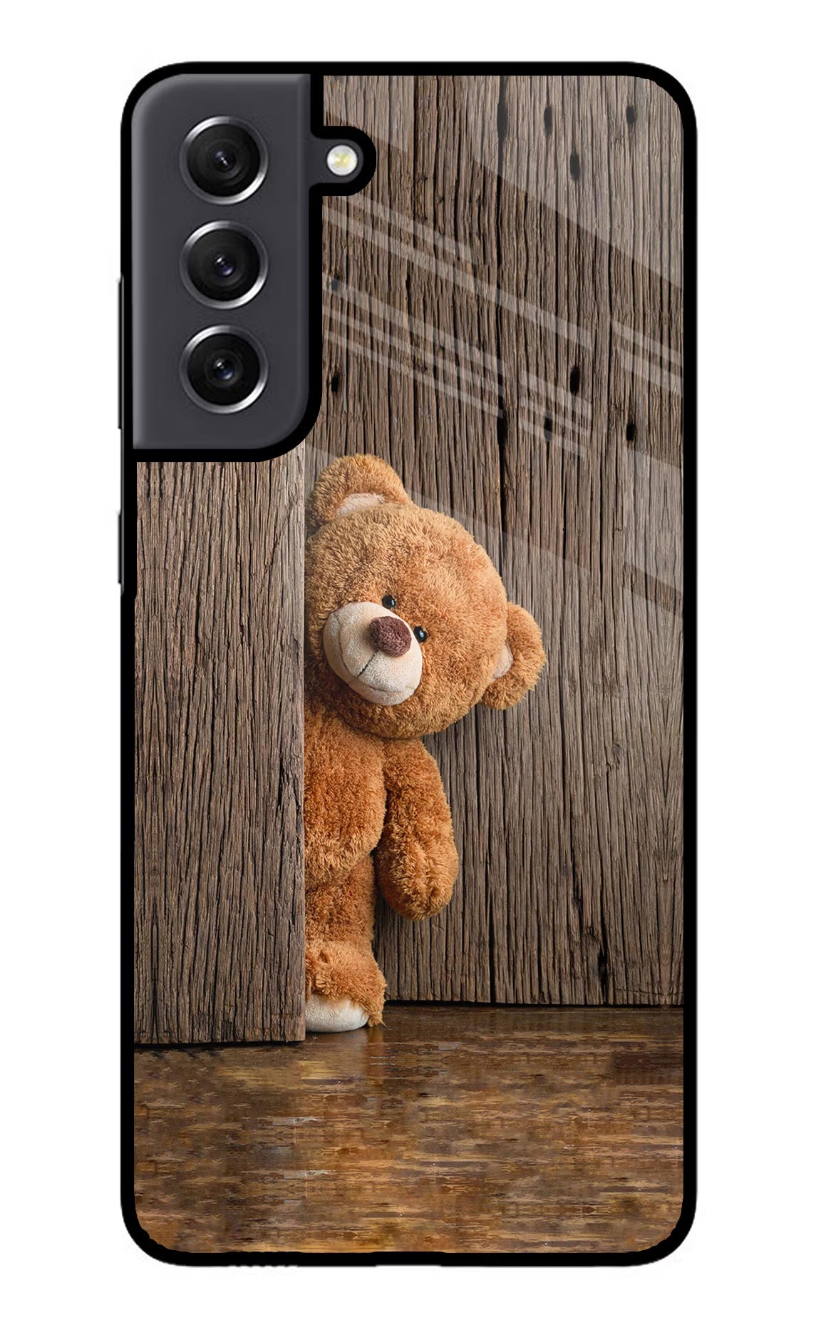 Teddy Wooden Samsung S21 FE 5G Glass Case Back Cover by Casekaro