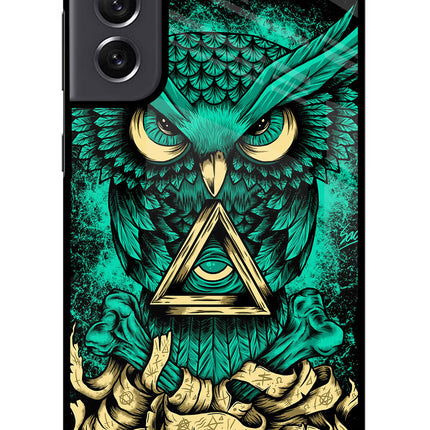 Green Owl Samsung S21 FE 5G Glass Case Back Cover by Casekaro