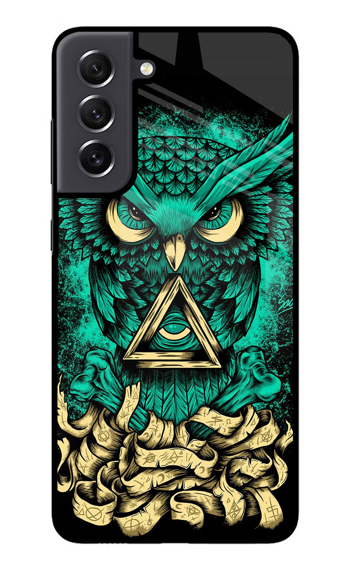 Green Owl Samsung S21 FE 5G Glass Case Back Cover by Casekaro
