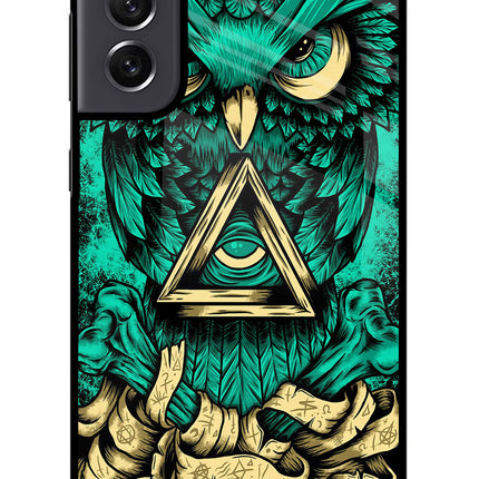 Green Owl Samsung S21 FE 5G Glass Case Back Cover by Casekaro