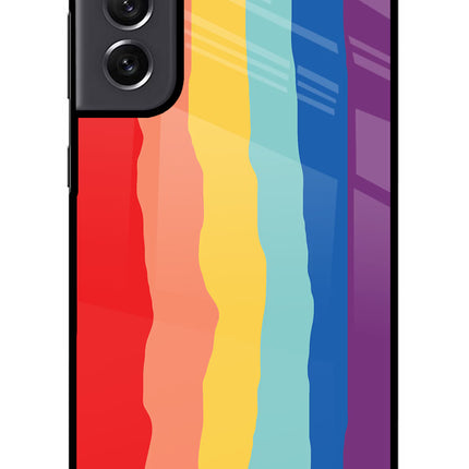 Rainbow Samsung S21 FE 5G Glass Case Back Cover by Casekaro