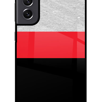 Tri Color Pattern Samsung S21 FE 5G Glass Case Back Cover by Casekaro