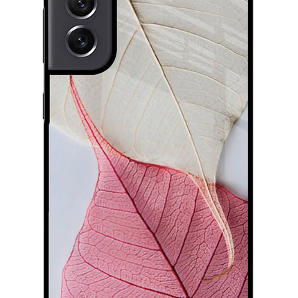 White Pink Leaf Samsung S21 FE 5G Glass Case