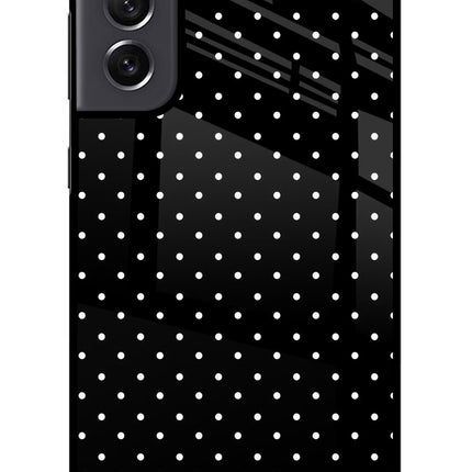 White Dots Samsung S21 FE 5G Glass Case Back Cover by Casekaro