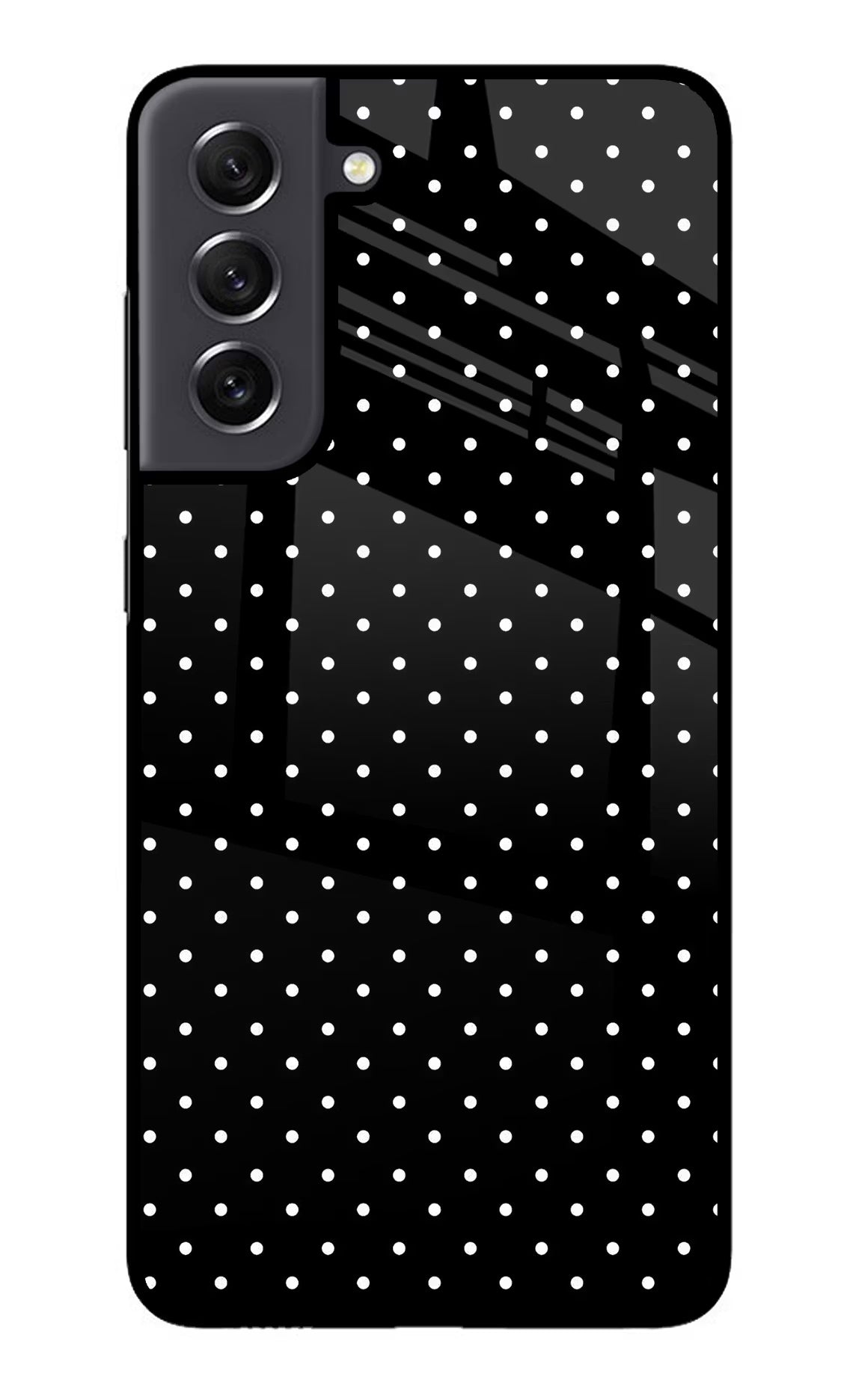 White Dots Samsung S21 FE 5G Glass Case Back Cover by Casekaro