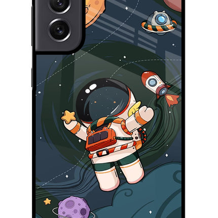 Cartoon Astronaut Samsung S21 FE 5G Glass Case