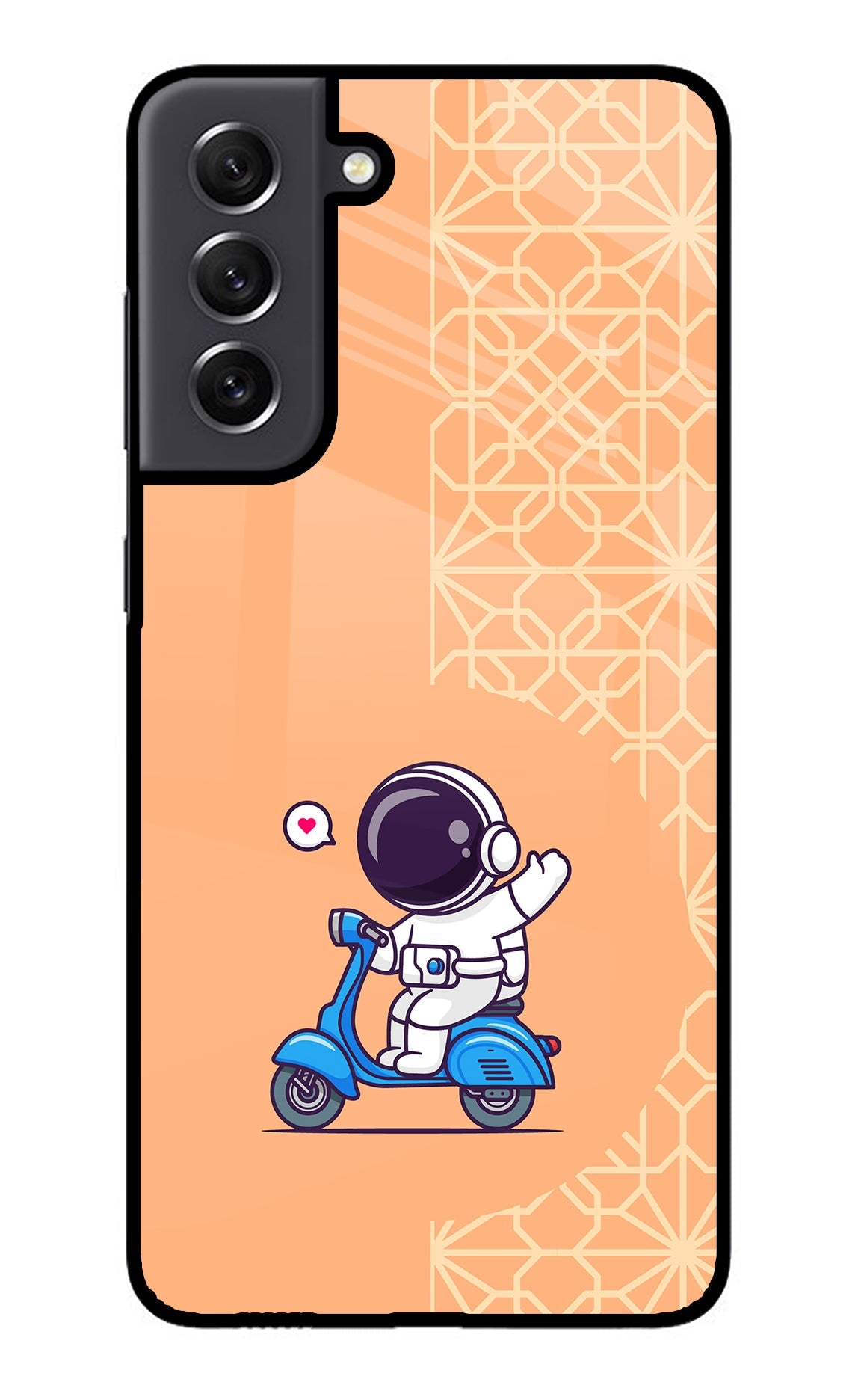 Cute Astronaut Riding Samsung S21 FE 5G Glass Case