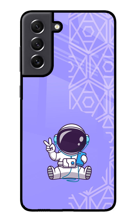 Cute Astronaut Chilling Samsung S21 FE 5G Glass Case
