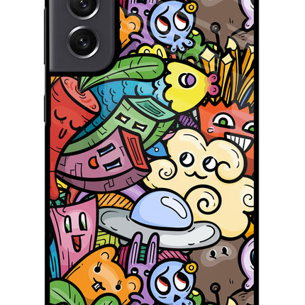 Veggie Doodle Samsung S21 FE 5G Glass Case Back Cover by Casekaro