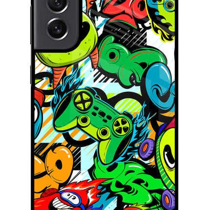 Game Doodle Samsung S21 FE 5G Glass Case