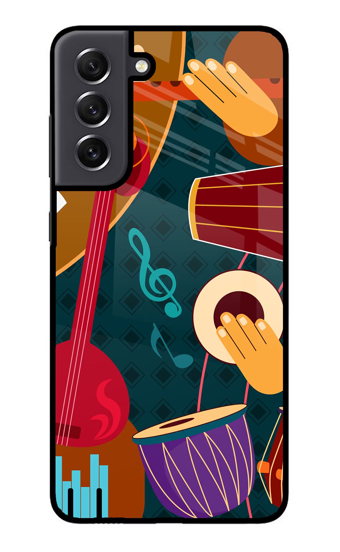 Music Instrument Samsung S21 FE 5G Glass Case Back Cover by Casekaro