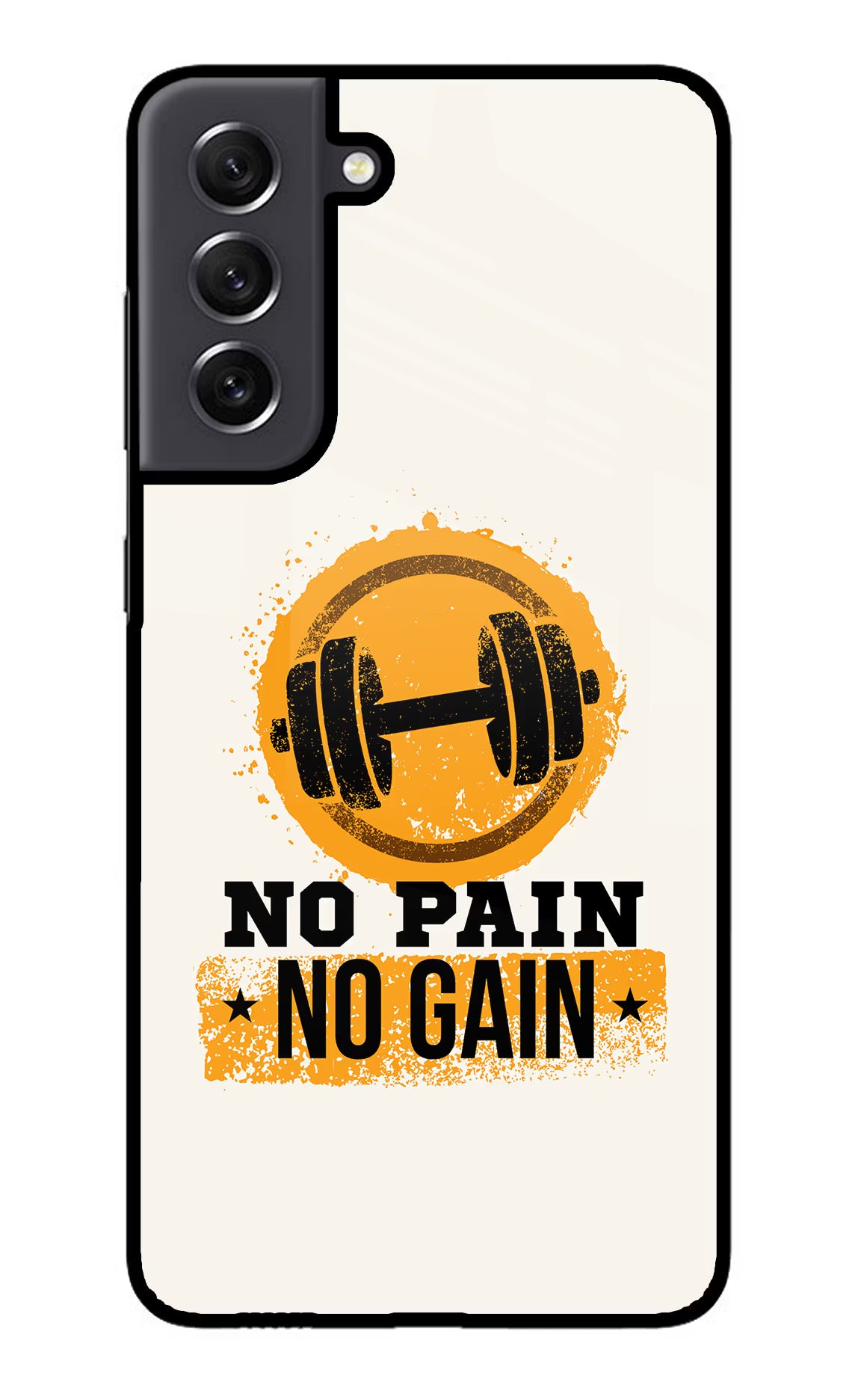 No Pain No Gain Samsung S21 FE 5G Glass Case Back Cover by Casekaro