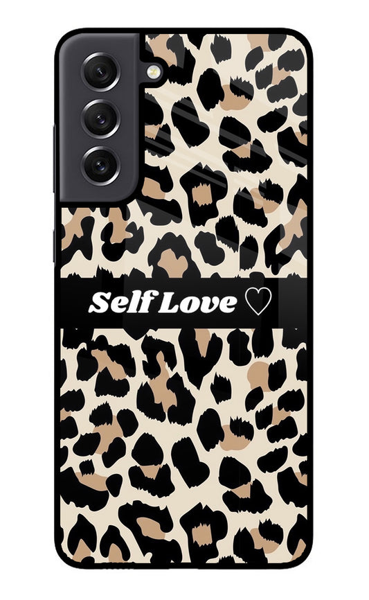 Leopard Print Self Love Samsung S21 FE 5G Glass Case