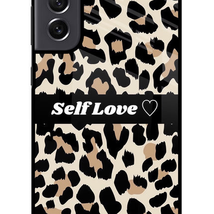Leopard Print Self Love Samsung S21 FE 5G Glass Case Back Cover by Casekaro