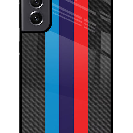 BMW Stripes Pattern Samsung S21 FE 5G Glass Case Back Cover by Casekaro