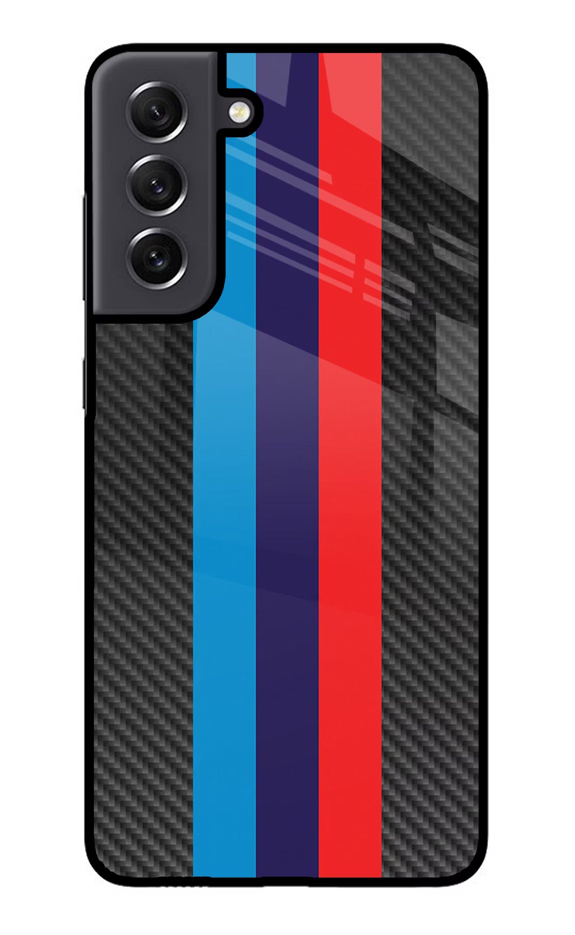 BMW Stripes Pattern Samsung S21 FE 5G Glass Case Back Cover by Casekaro