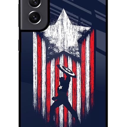 Captain America Marvel Art Samsung S21 FE 5G Glass Case Back Cover by Casekaro