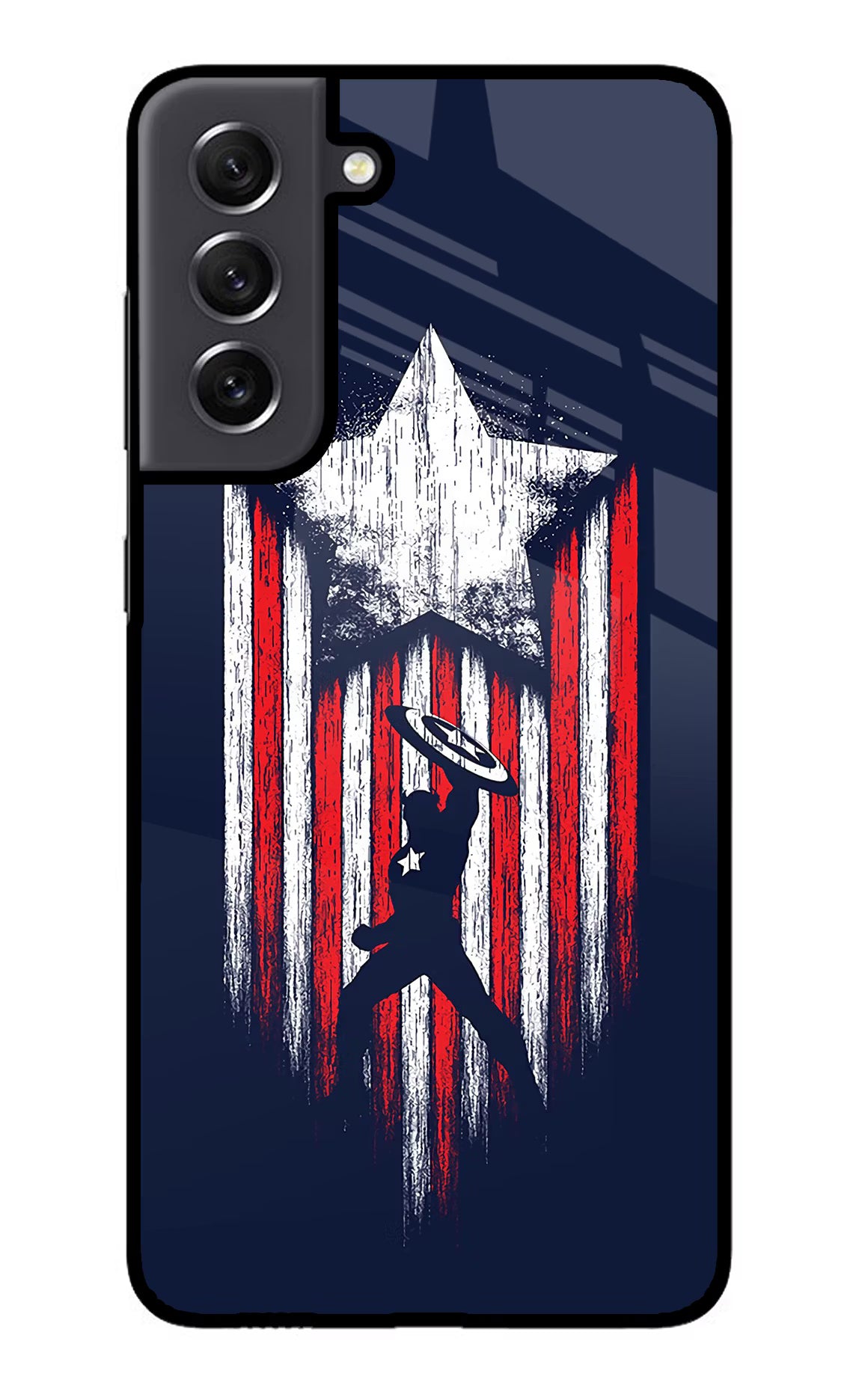 Captain America Marvel Art Samsung S21 FE 5G Glass Case Back Cover by Casekaro