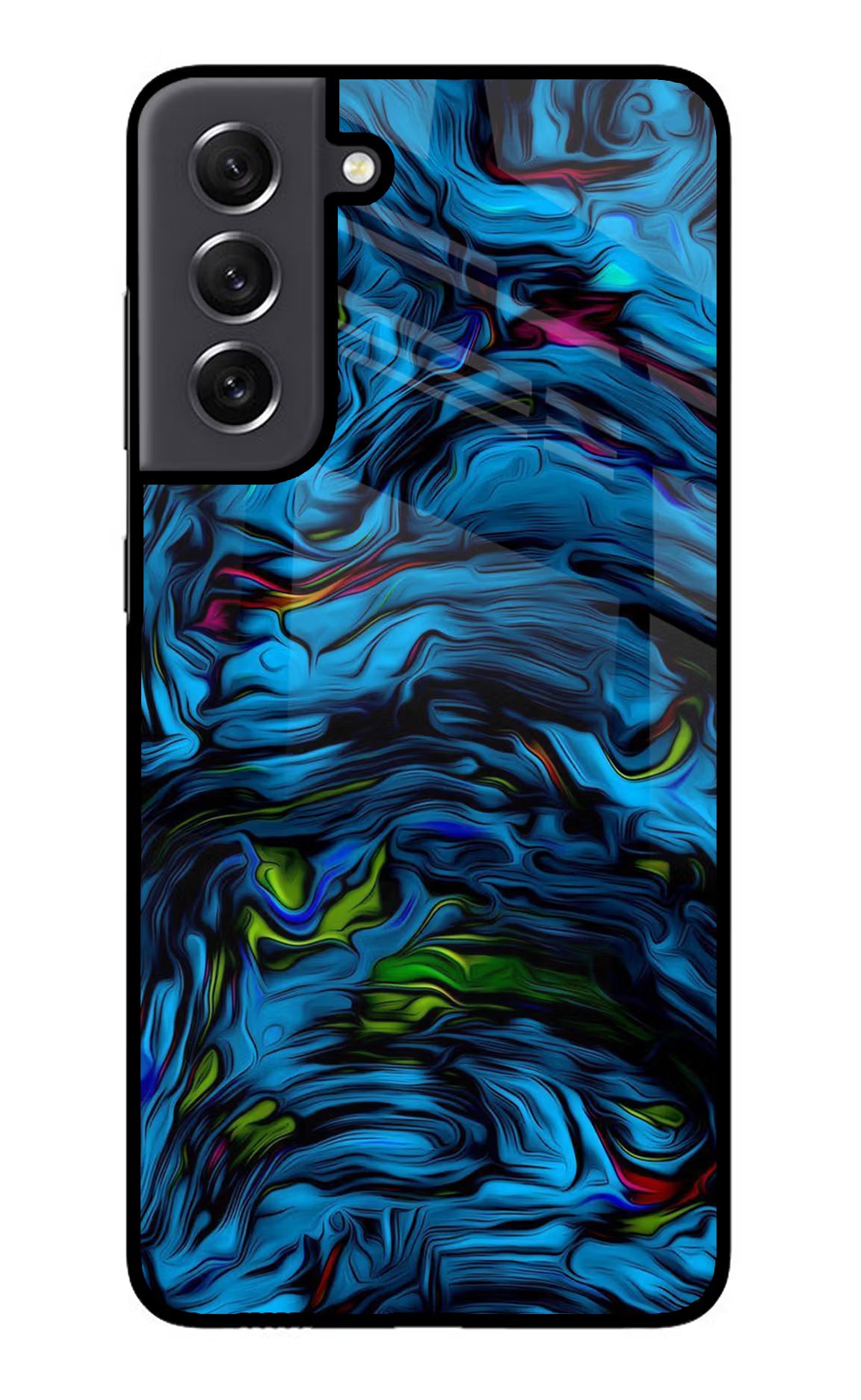 Dark Blue Abstract Samsung S21 FE 5G Glass Case Back Cover by Casekaro