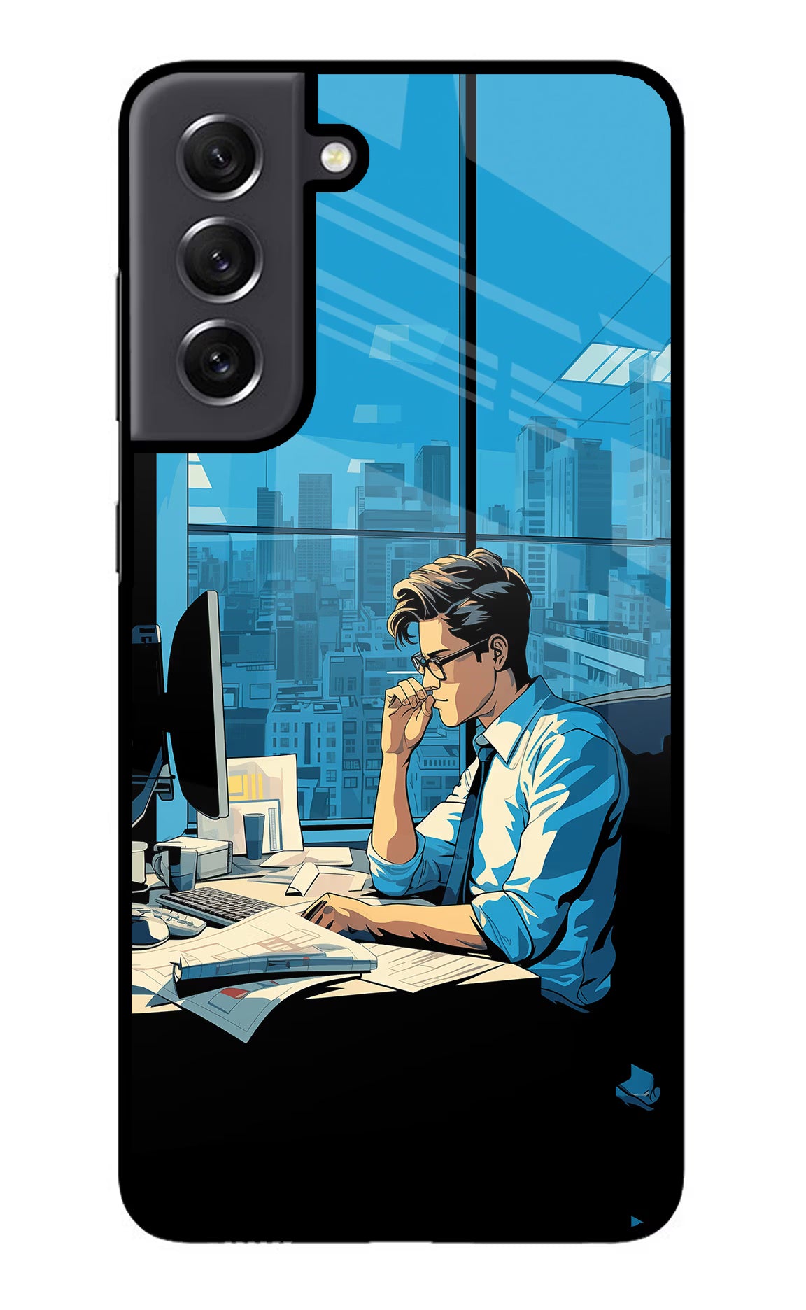 Focused Hustler (AI Generated) Samsung S21 FE 5G Glass Case Back Cover by Casekaro