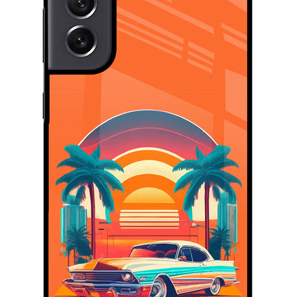 Palm Drive 80s Samsung S21 FE 5G Glass Case Back Cover by Casekaro