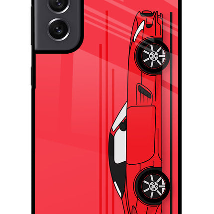 Red Velocity Samsung S21 FE 5G Glass Case Back Cover by Casekaro