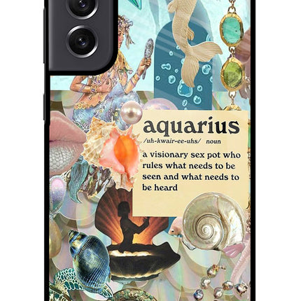 Aquarius Zodiac Samsung S21 FE 5G Glass Case Back Cover by Casekaro