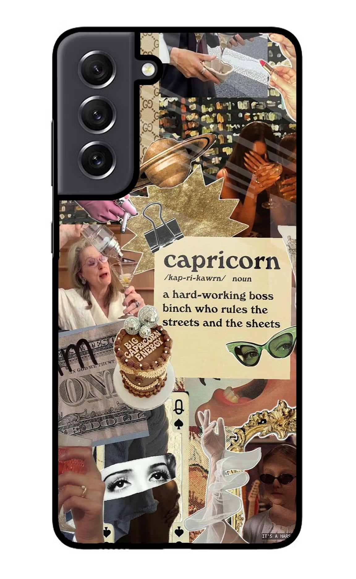 Capricorn Zodiac Samsung S21 FE 5G Glass Case Back Cover by Casekaro